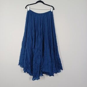 Vintage Holly Lueders Silk Skirt Womens One Size Blue Maxi Made USA Lightweight